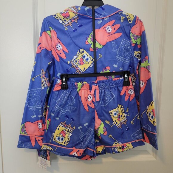 NEW w/ tags Spongebob 2 Pc Pajama Set Long Sleeve w/ Shorts Kids Med Soft Comfy - Picture 2 of 5